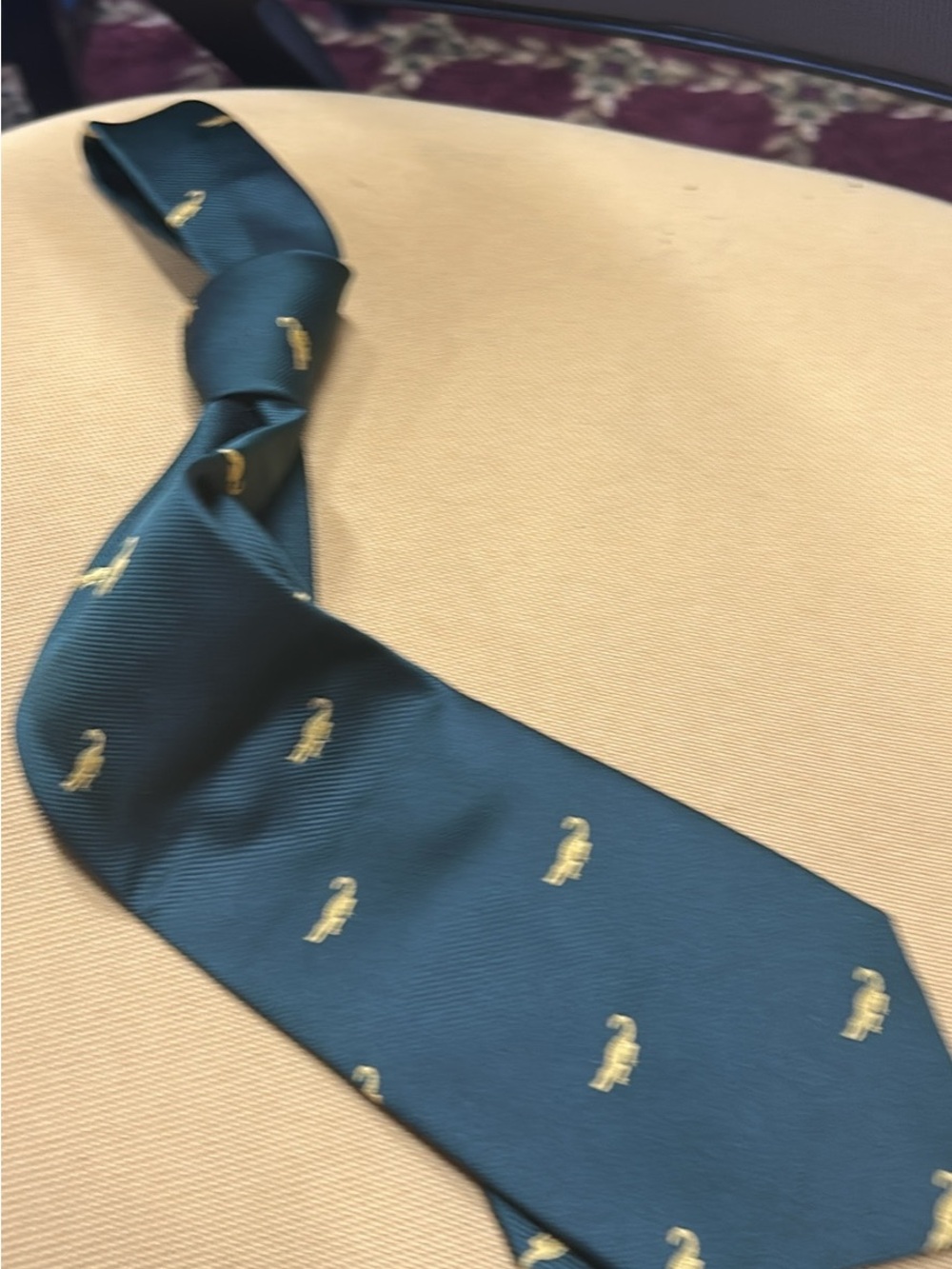 Emerald Green Embroidered Parrot Tie